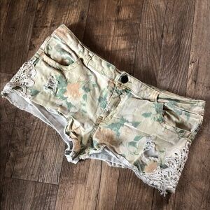Distressed Floral Shorts